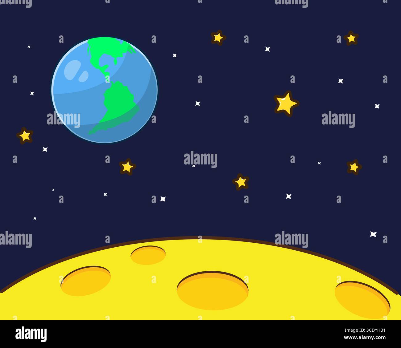 La vue paysage de l'espace extra-atmosphérique, vue de la Lune à l'espace Illustration de Vecteur