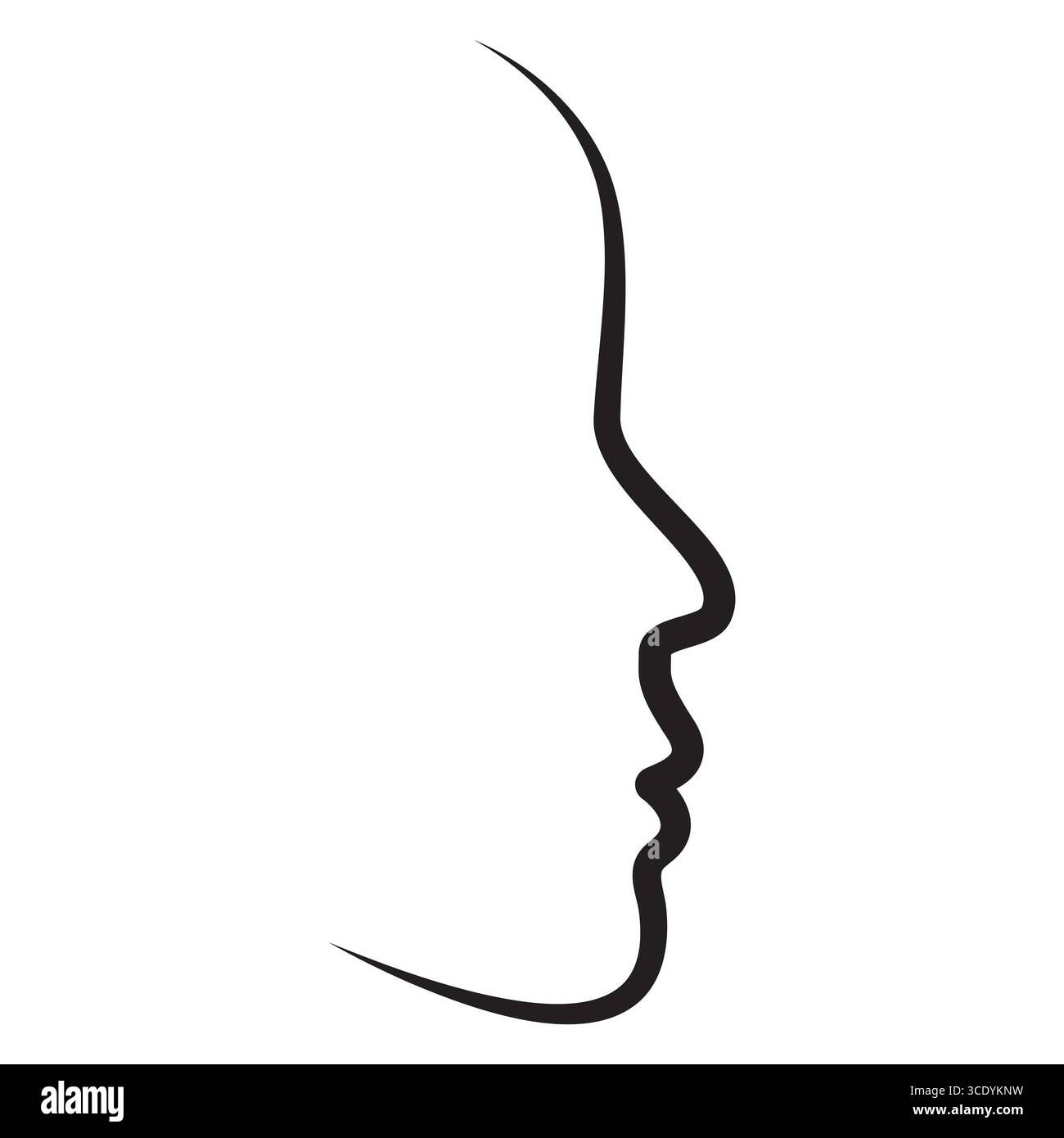 Illustration de profil humain simple avec lignes lisses. Silhouette d'art de ligne de profil de visage minimaliste Illustration de Vecteur