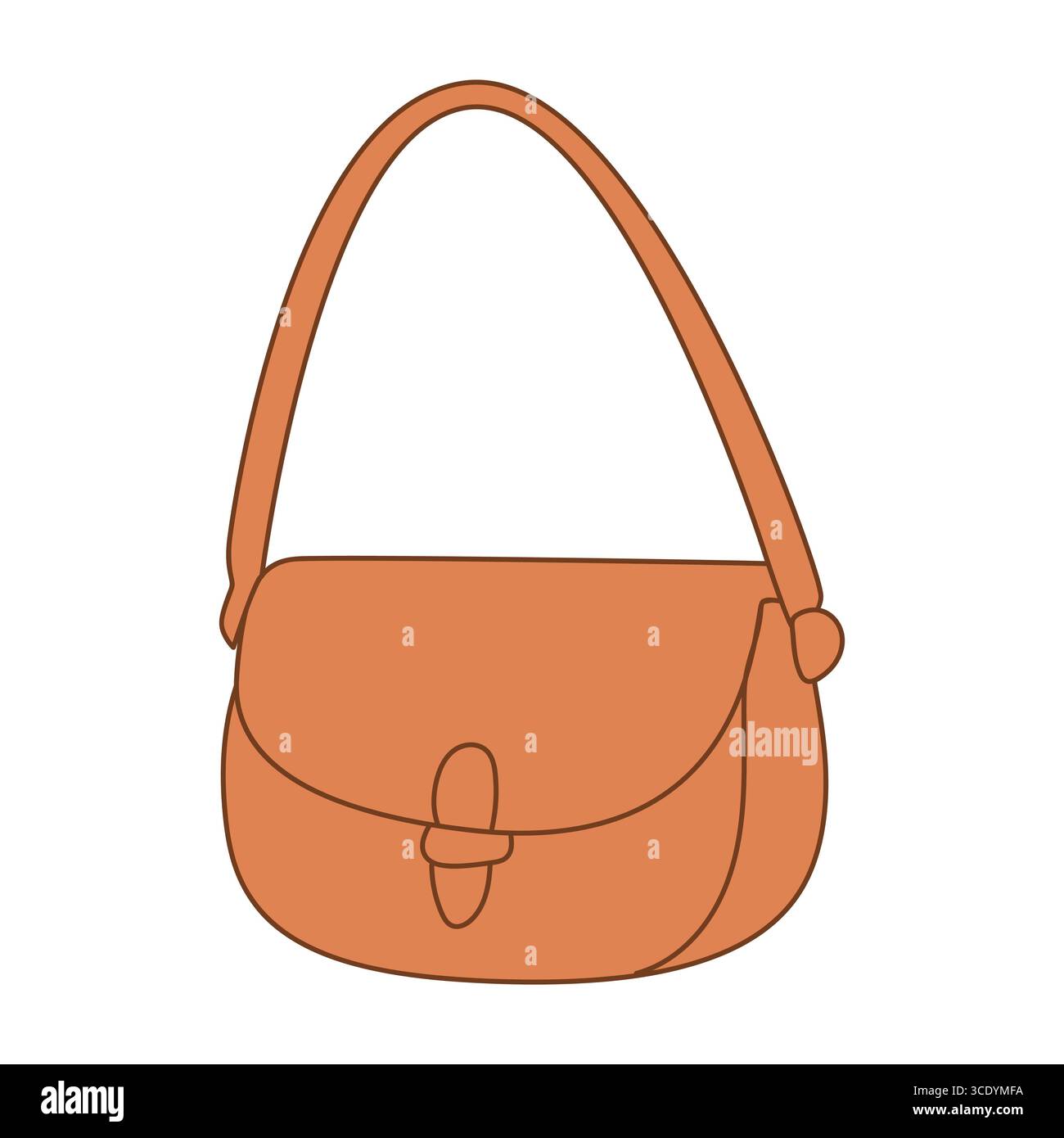 Un sac à main orange avec une seule sangle et une fermeture à rabat. Le design est simple et moderne, adapté aux occasions décontractées ou formelles. Illustration de Vecteur
