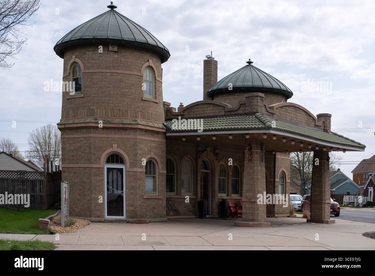 Nouvelle station-service Ulm Oil Company, inscrite au registre national des lieux historiques, Minnesota Banque D'Images