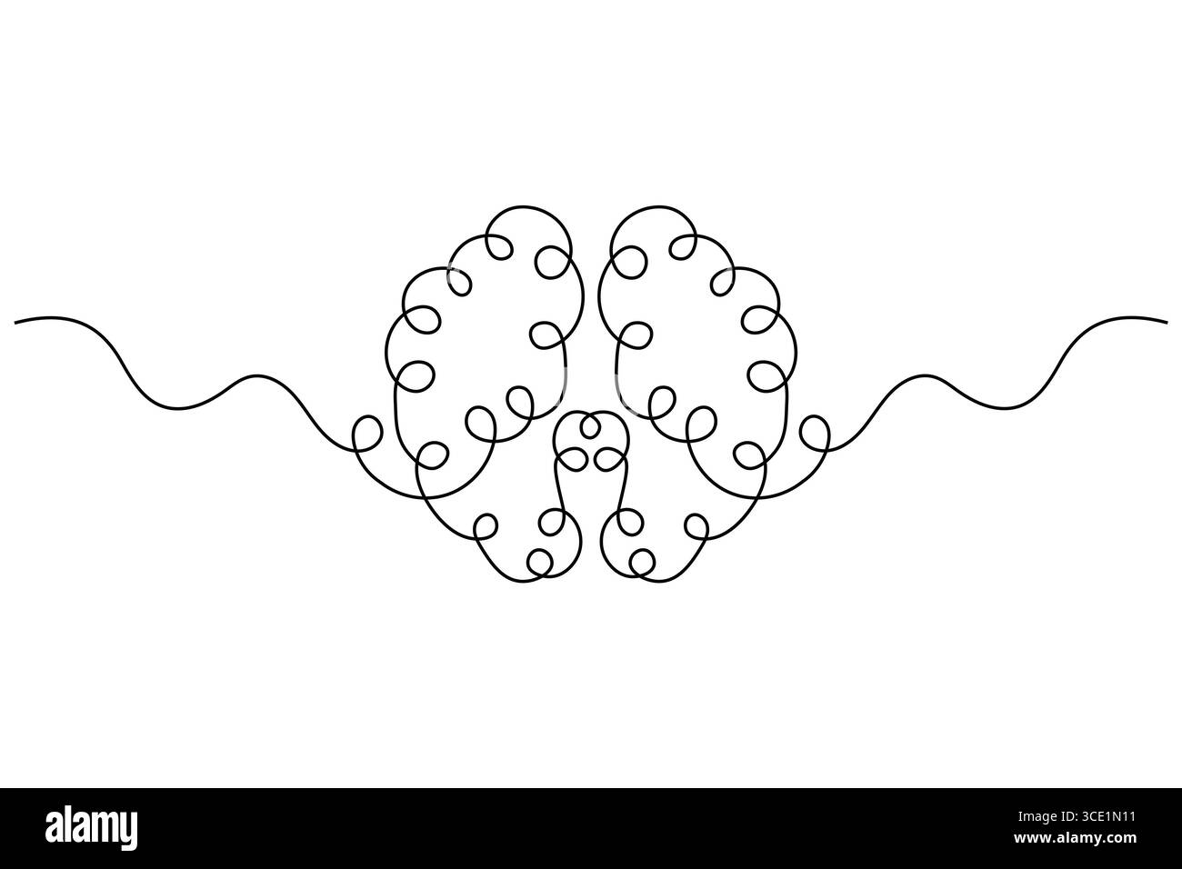 Abstrait Brain Continuous Line Art vecteur minimaliste. Illustration Illustration de Vecteur