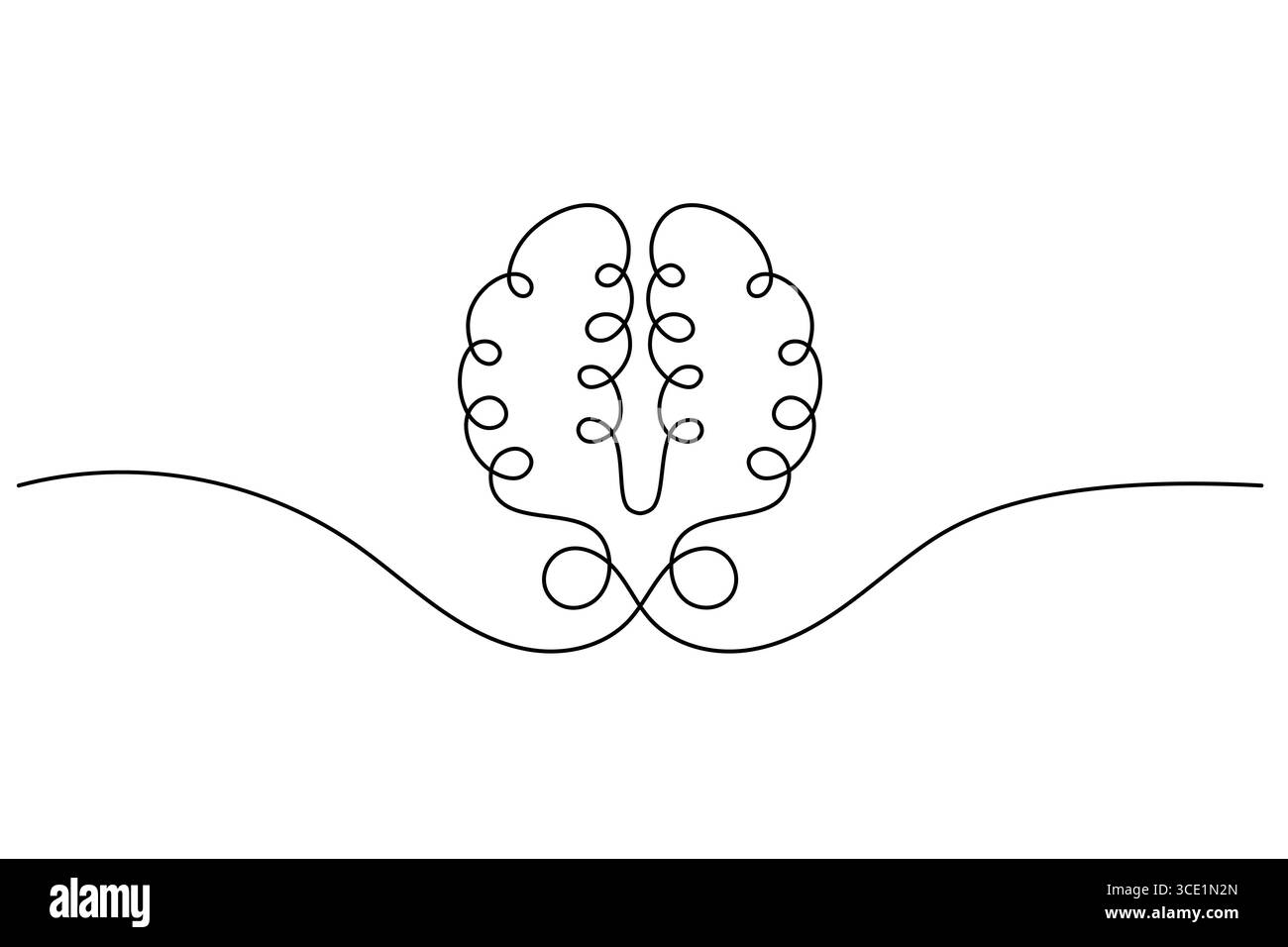Abstrait Brain Continuous Line Art vecteur minimaliste. Illustration Illustration de Vecteur