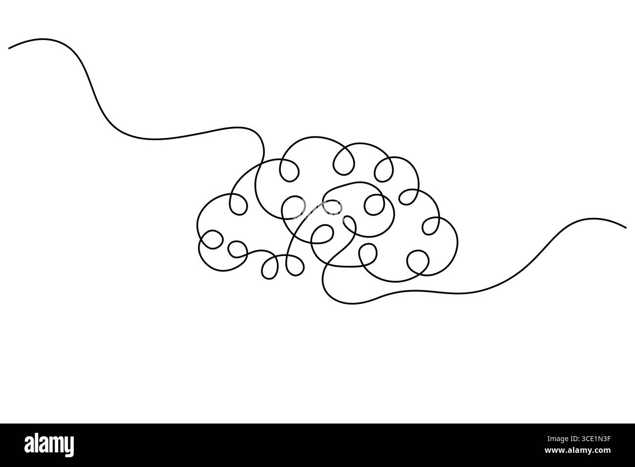 Abstrait Brain Continuous Line Art vecteur minimaliste. Illustration Illustration de Vecteur