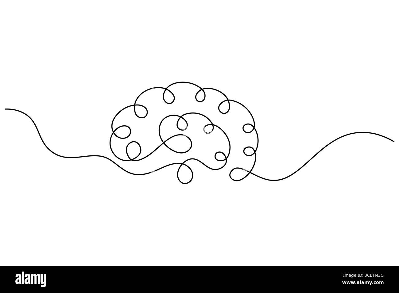 Abstrait Brain Continuous Line Art vecteur minimaliste. Illustration Illustration de Vecteur