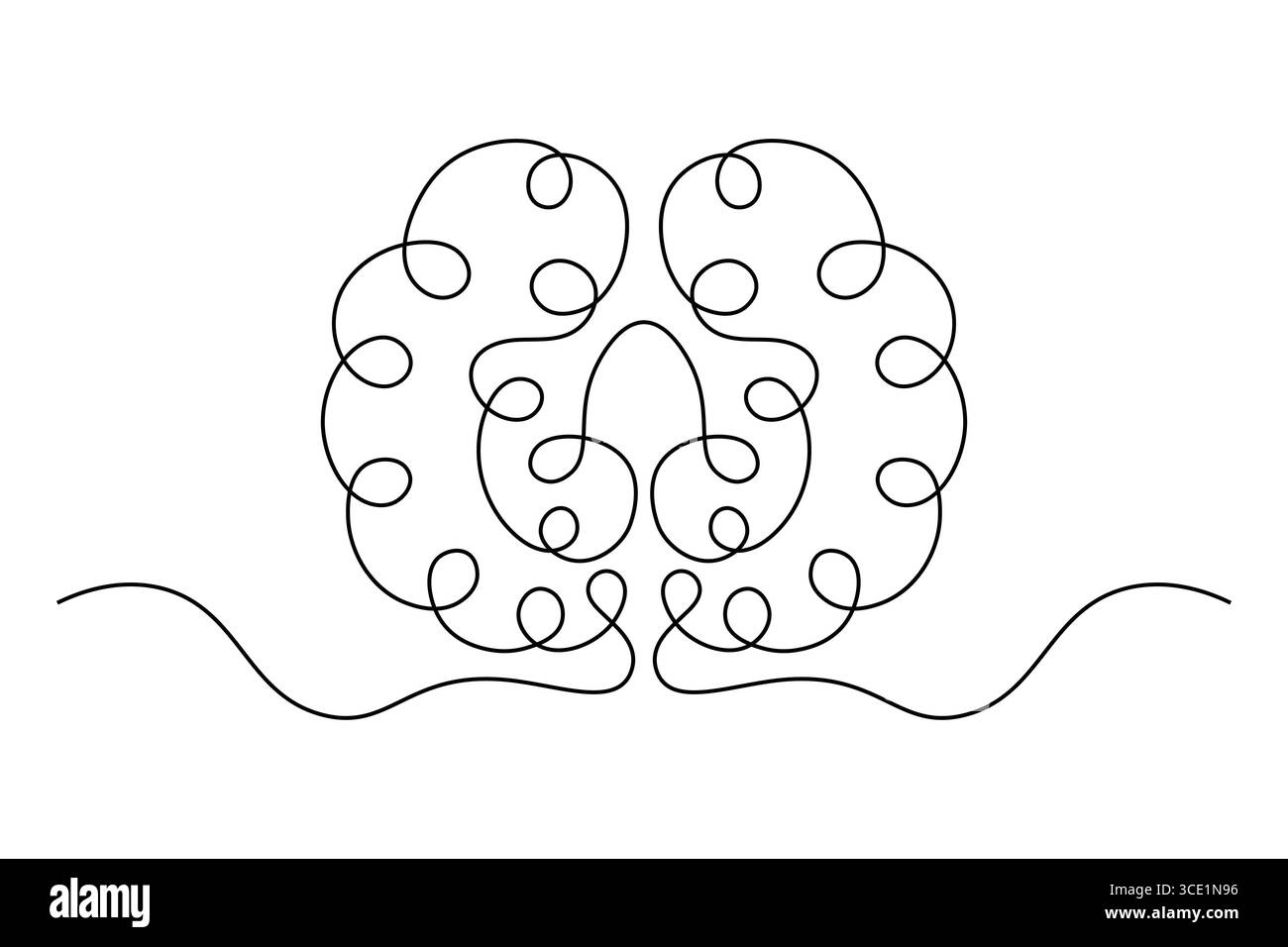 Abstrait Brain Continuous Line Art vecteur minimaliste. Illustration Illustration de Vecteur