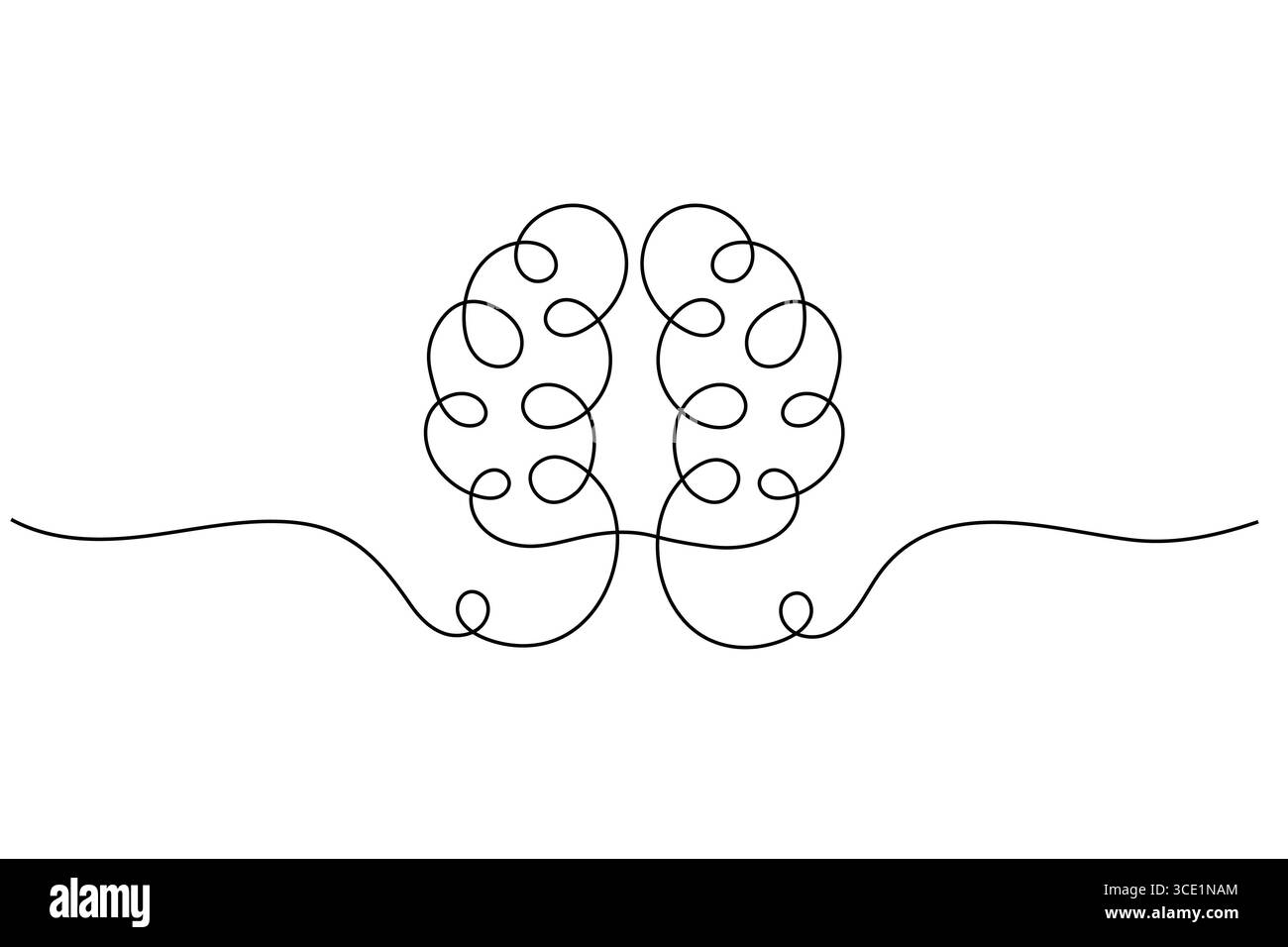 Abstrait Brain Continuous Line Art vecteur minimaliste. Illustration Illustration de Vecteur