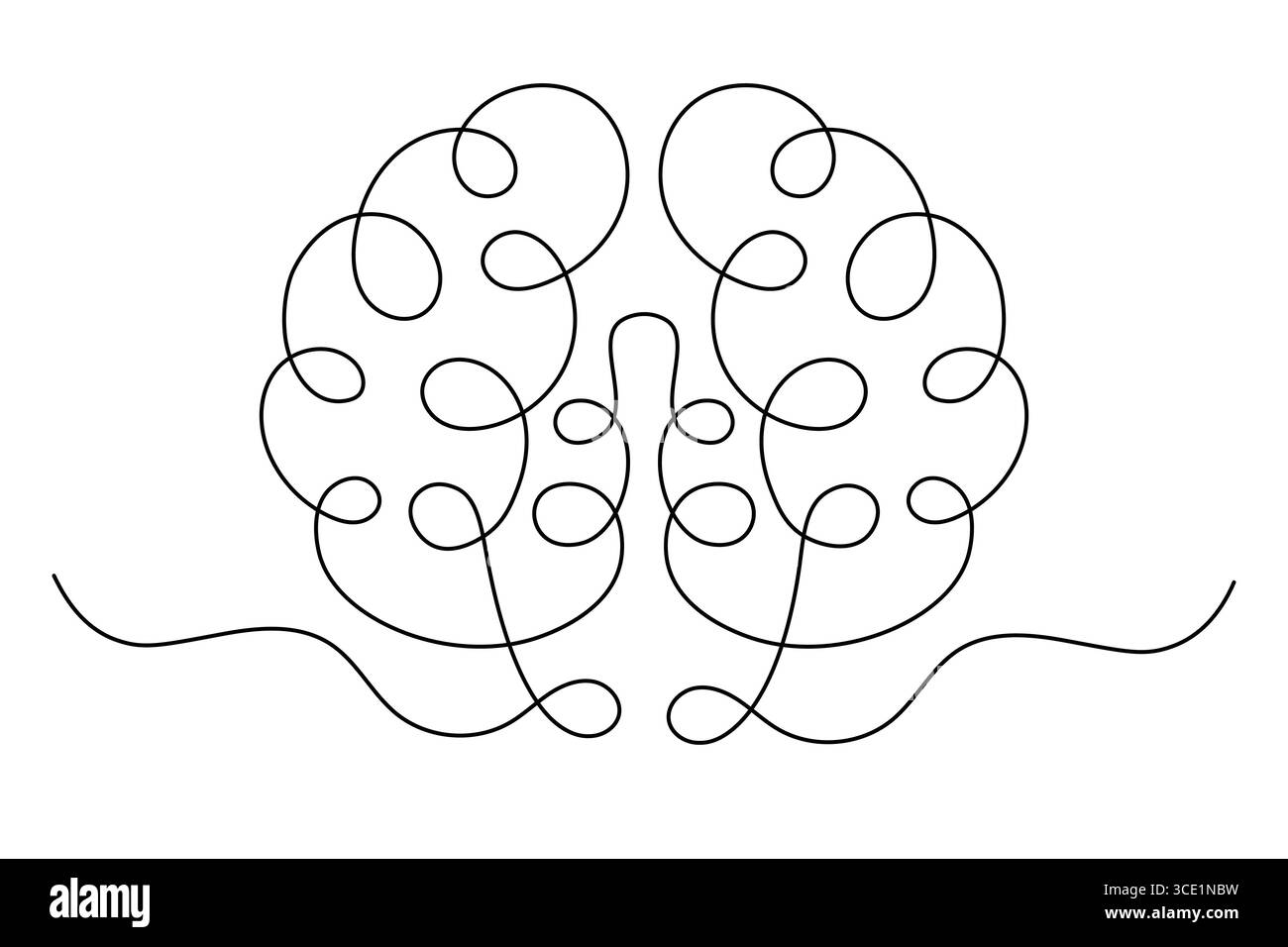 Abstrait Brain Continuous Line Art vecteur minimaliste. Illustration Illustration de Vecteur