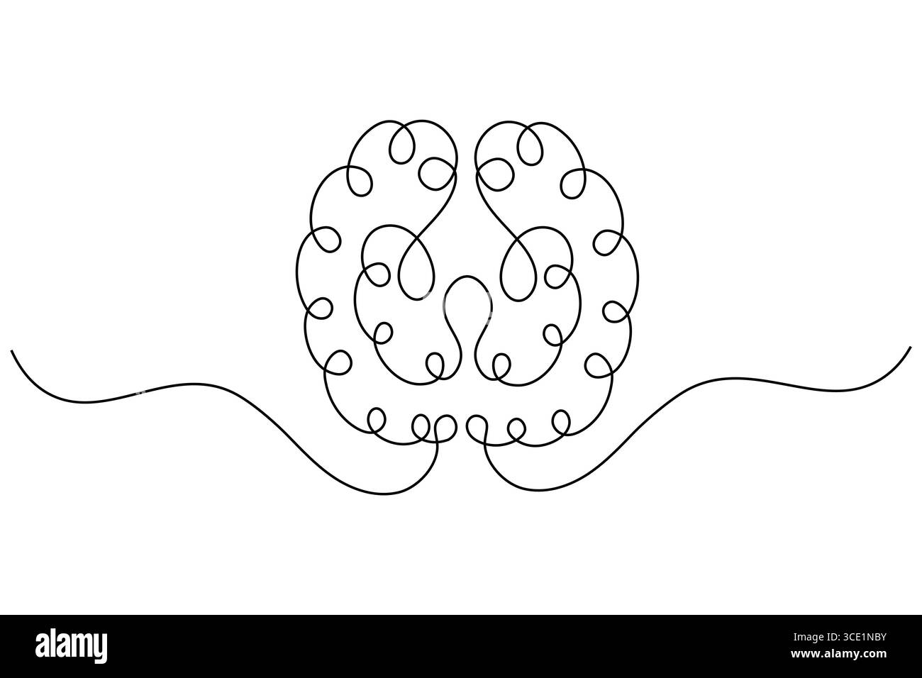 Abstrait Brain Continuous Line Art vecteur minimaliste. Illustration Illustration de Vecteur