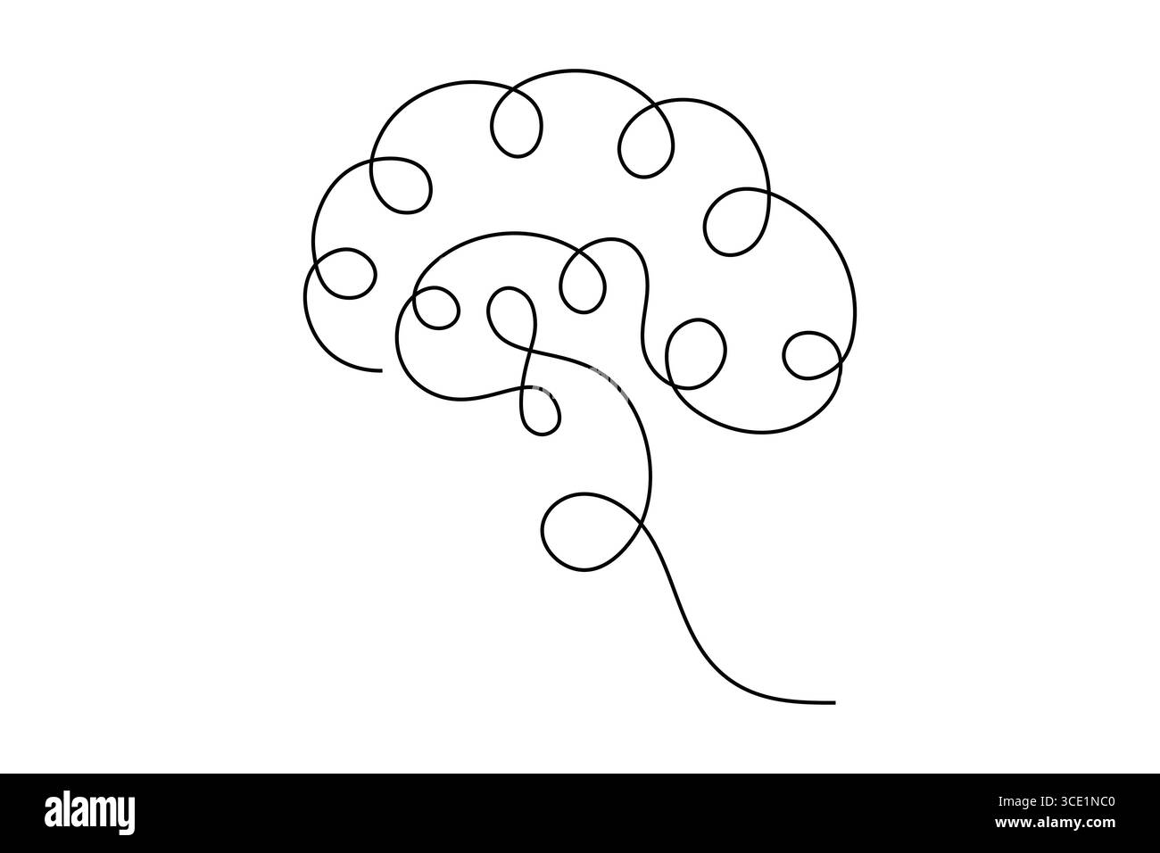 Abstrait Brain Continuous Line Art vecteur minimaliste. Illustration Illustration de Vecteur