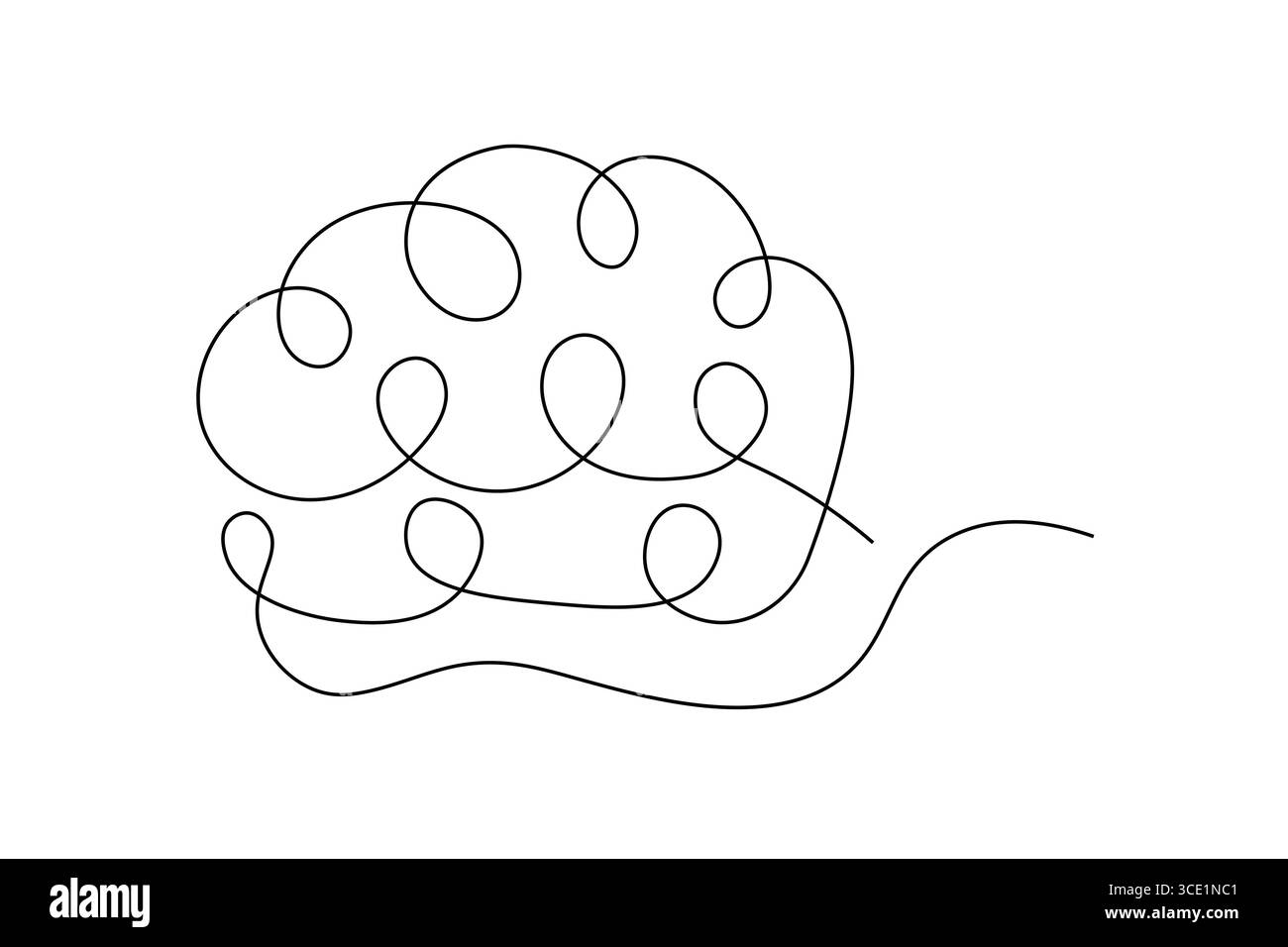 Abstrait Brain Continuous Line Art vecteur minimaliste. Illustration Illustration de Vecteur