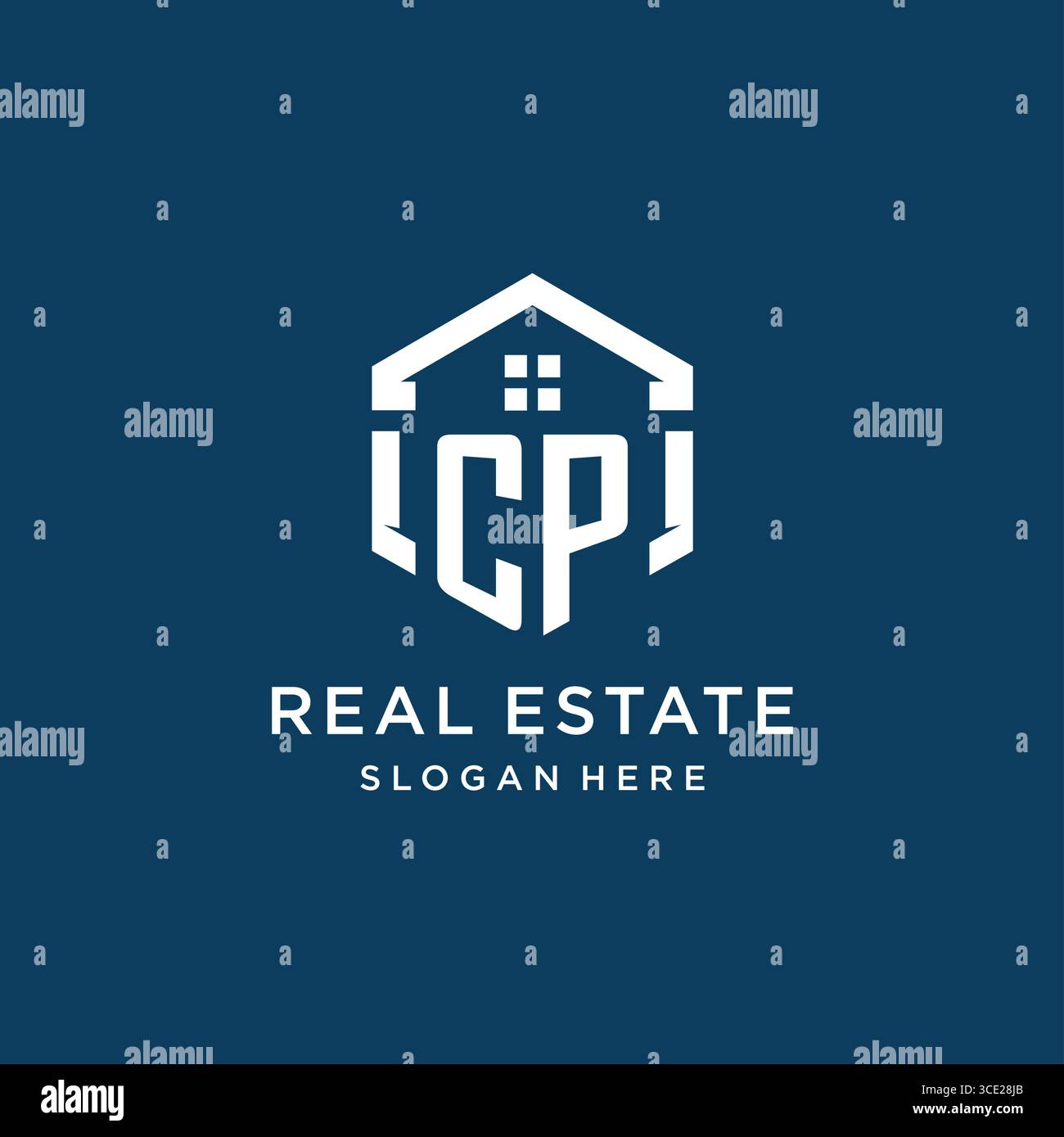 Lettre CP logo pour l'immobilier avec graphique vectoriel de style hexagonal Illustration de Vecteur