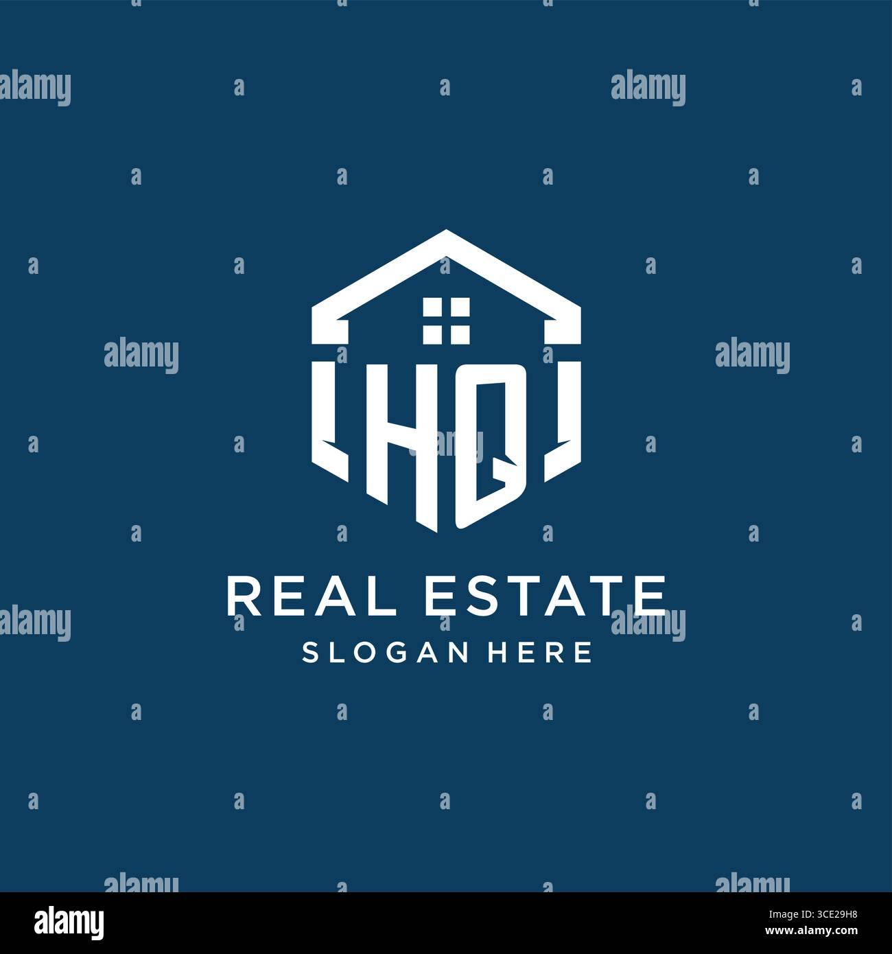 Logo Letter HQ pour l'immobilier avec graphique vectoriel de style hexagonal Illustration de Vecteur