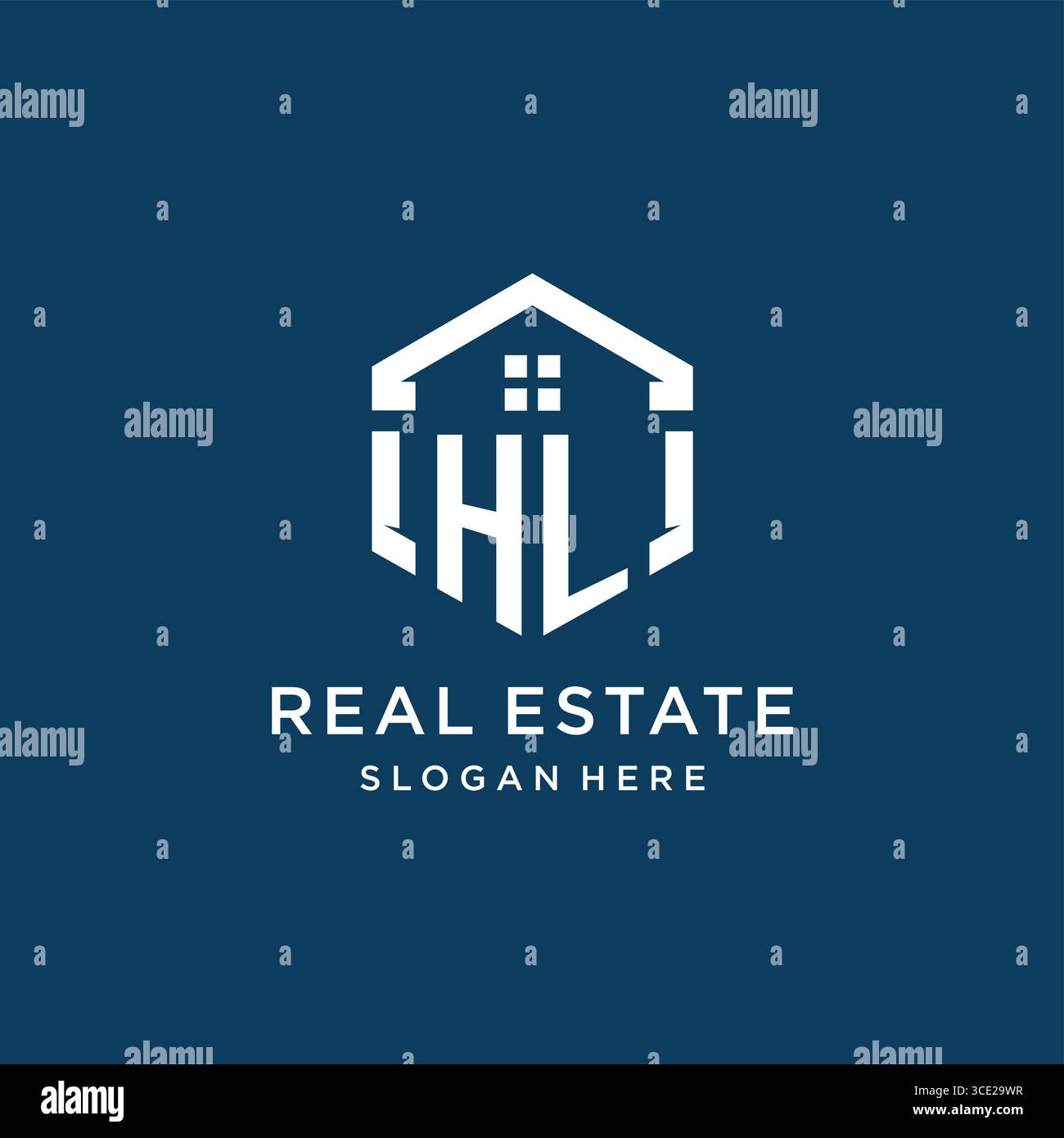 Lettre HL logo pour l'immobilier avec graphique vectoriel de style hexagonal Illustration de Vecteur