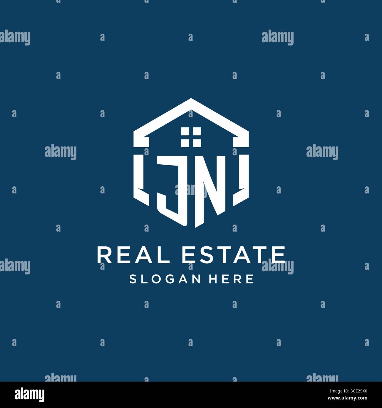 Lettre JN logo pour l'immobilier avec graphique vectoriel de style hexagonal Illustration de Vecteur