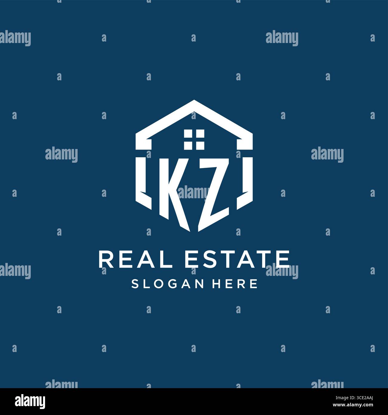 Lettre KZ logo pour l'immobilier avec graphique vectoriel de style hexagonal Illustration de Vecteur