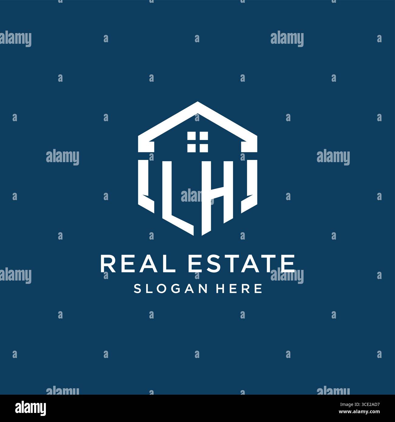 Lettre LH logo pour l'immobilier avec graphique vectoriel de style hexagonal Illustration de Vecteur