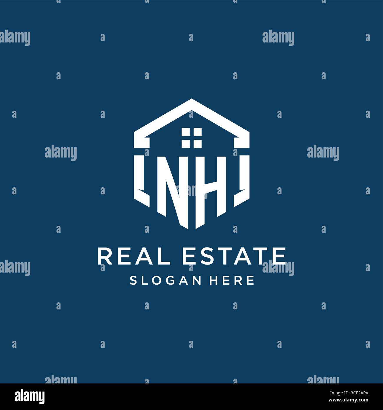 Lettre NH logo pour l'immobilier avec graphique vectoriel de style hexagonal Illustration de Vecteur