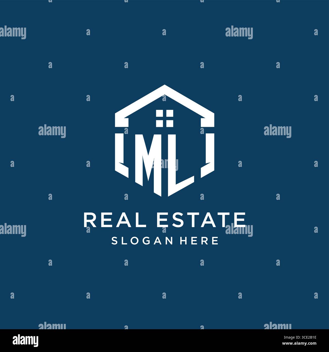 Lettre ML logo pour l'immobilier avec graphique vectoriel de style hexagonal Illustration de Vecteur