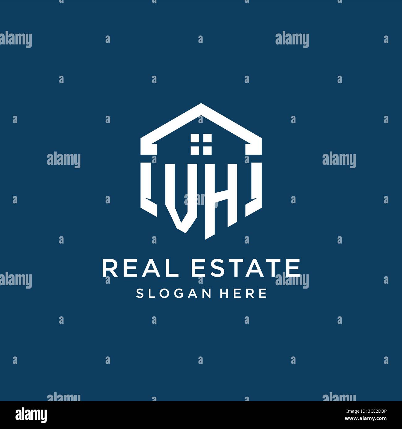 Lettre VH logo pour l'immobilier avec graphique vectoriel de style hexagonal Illustration de Vecteur