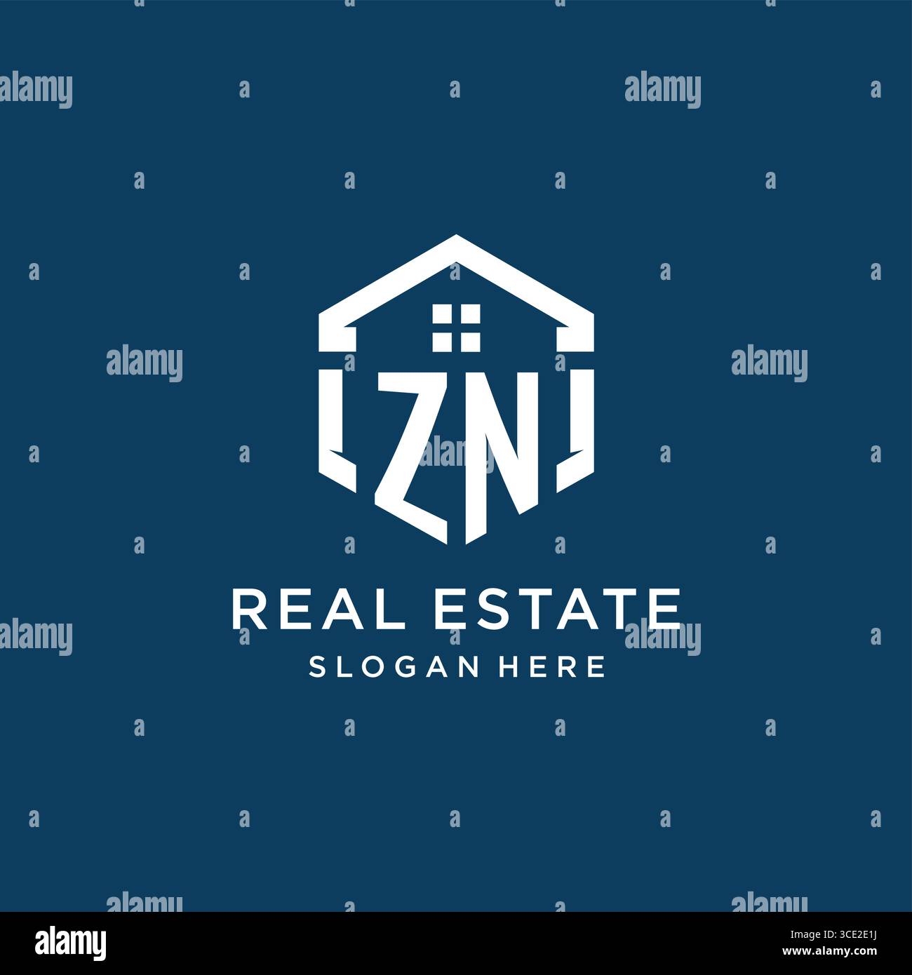Lettre Zn logo pour l'immobilier avec graphique vectoriel de style hexagonal Illustration de Vecteur