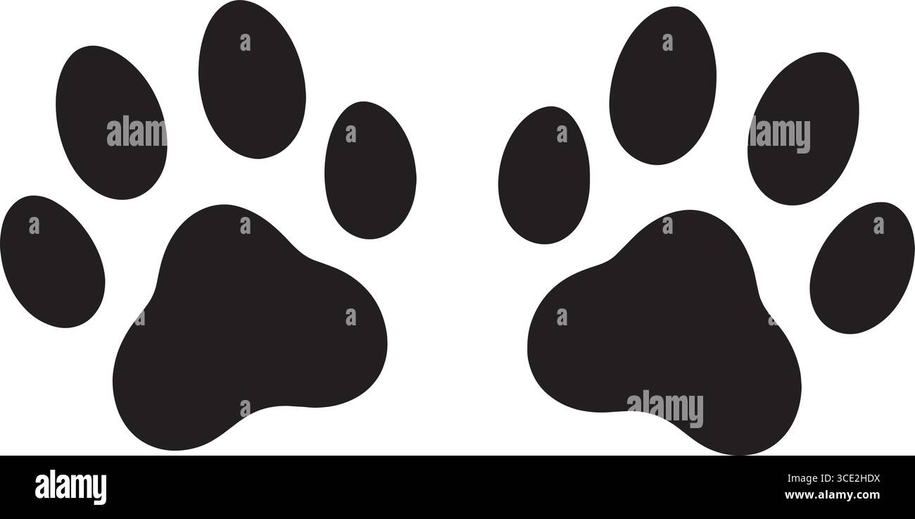 icônes d'impression de pattes noires – traces d'animaux stylisées avec des tampons ovales, isolés Illustration de Vecteur