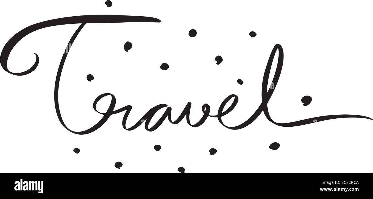 Texte de voyage police calligraphie écriture manuscrite script noir couleur objet icône voyage vacances voyage style de vie tour tourisme vacances heureux voyage de vacances Illustration de Vecteur