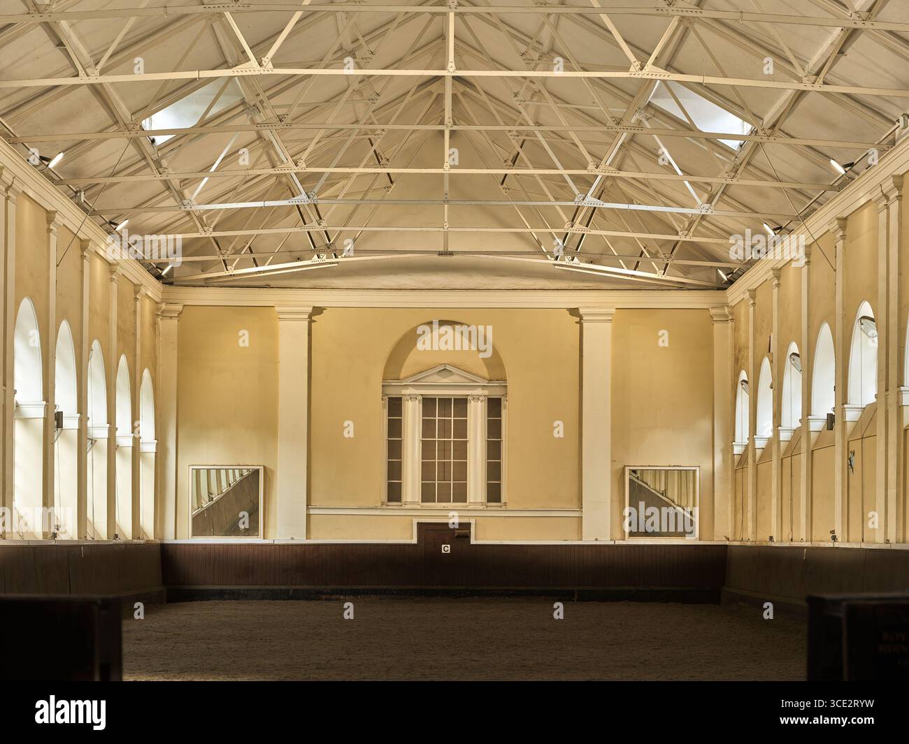 Aire d'exercice pour chevaux, Royal Mews, Buckingham Palace, Londres, Angleterre. Banque D'Images