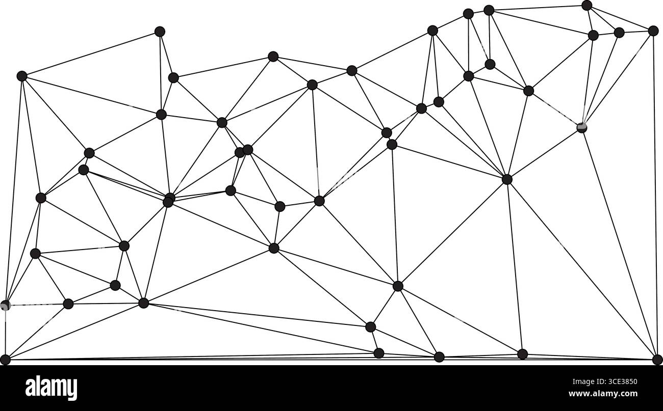 Fond de connexion réseau global pour la conception de bannière. Fond de ligne abstrait avec des points et des lignes de connexion. Réseau de connexion point polygone social Illustration de Vecteur
