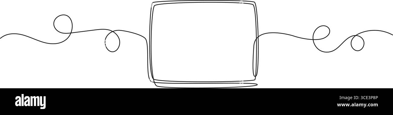 dessin continu d'une seule ligne de cadre rectangulaire, modèle de zone de texte pour citation ou message, illustration vectorielle de dessin au trait Illustration de Vecteur