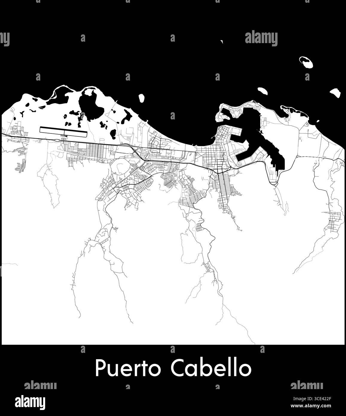 Carte de Puerto Cabello, Venezuela - affiche de la carte vectorielle topographique Illustration de Vecteur