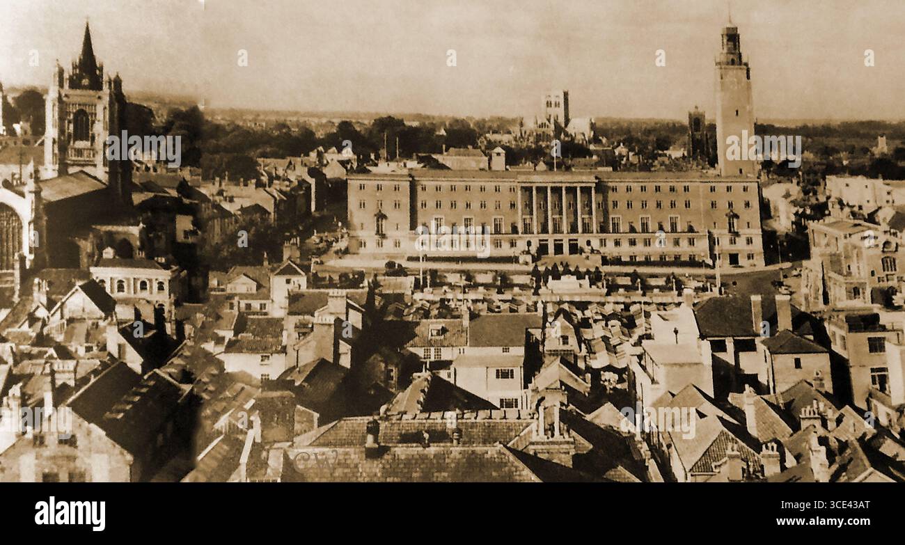 Une vue d'après-guerre de Norwich Angleterre en 1953 Banque D'Images