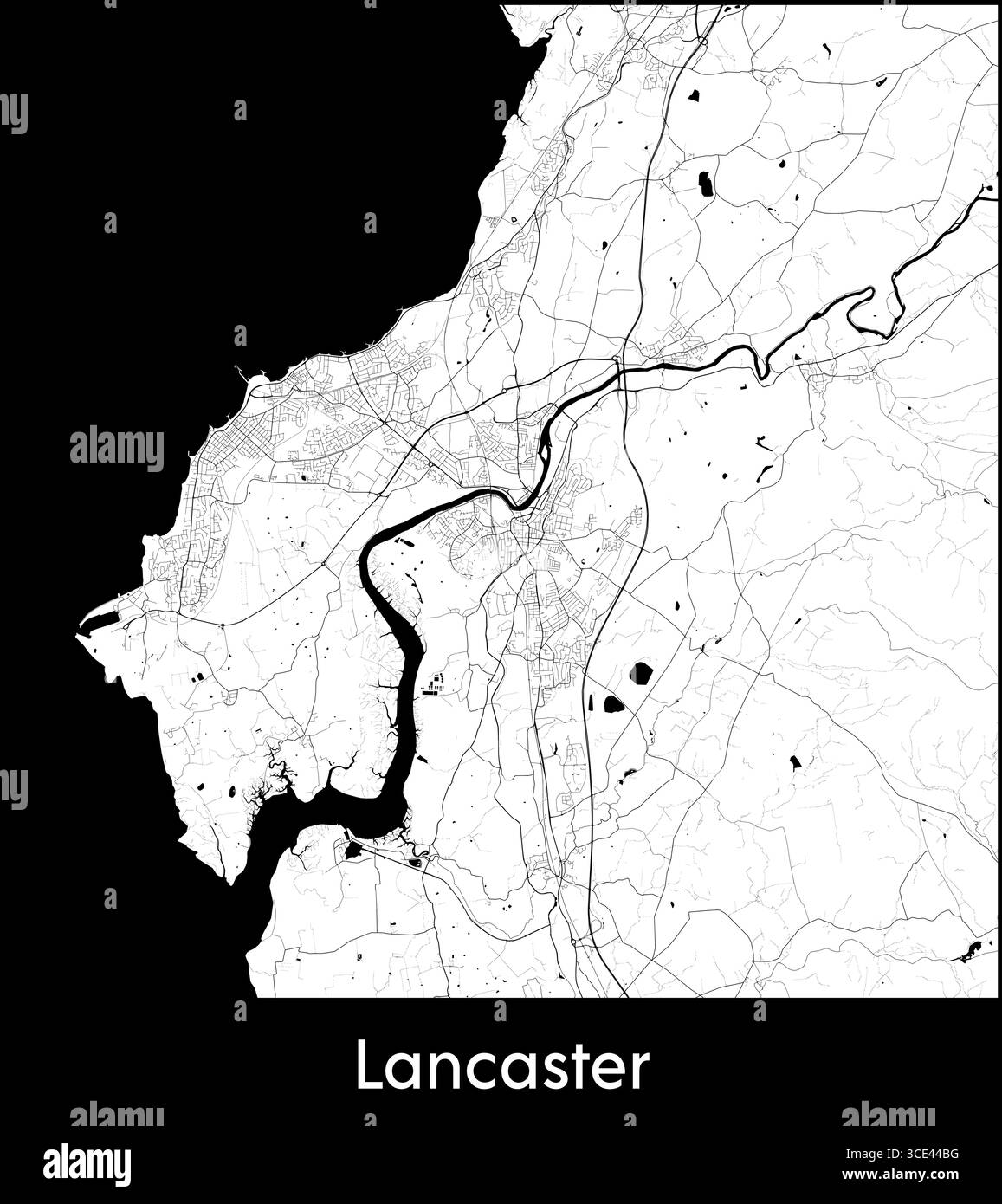 Carte de Lancaster, Royaume-Uni - affiche de la carte vectorielle topographique Illustration de Vecteur