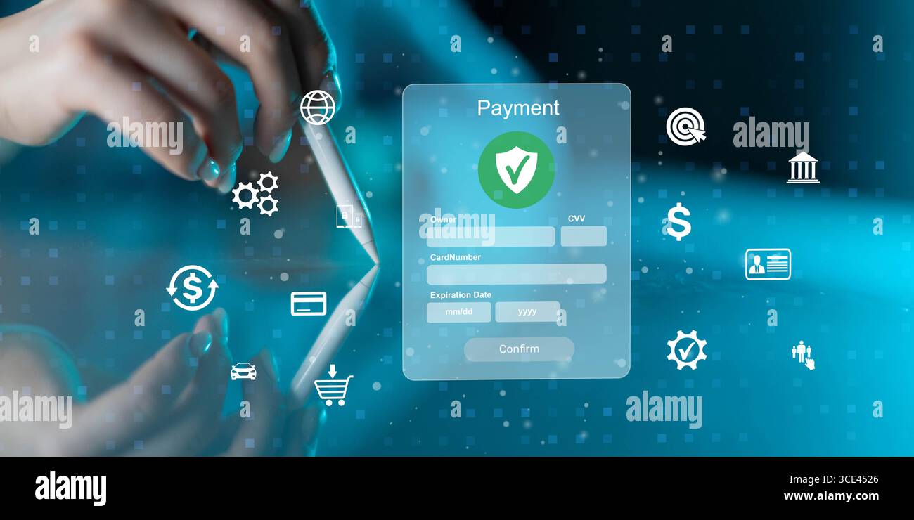 Sécurité des paiements numériques et systèmes de commerce électronique. Banque D'Images