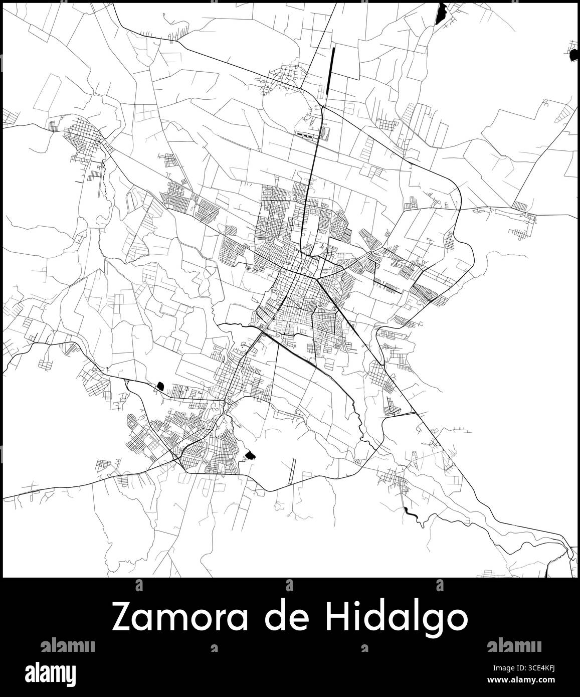 Carte de Zamora de Hidalgo, Mexique - affiche de la carte vectorielle topographique Illustration de Vecteur