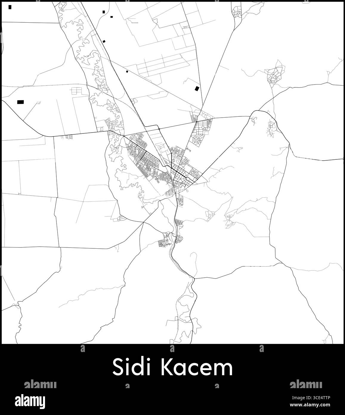 Carte de Sidi Kacem, Maroc - affiche de la carte vectorielle topographique Illustration de Vecteur