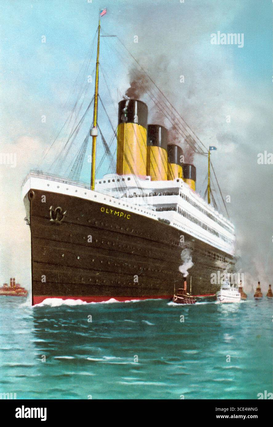 RMS Olympic. Carte postale du RMS Olympic at Sea, v. 1910-1915 Banque D'Images