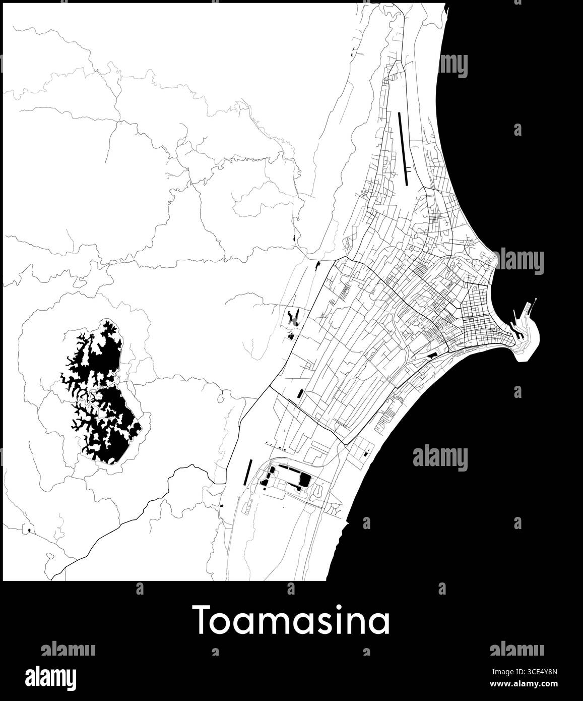Carte de Toamasina, Madagascar - affiche de la carte vectorielle topographique Illustration de Vecteur