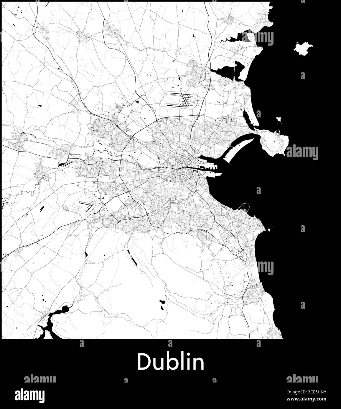 Carte de Dublin, Irlande - affiche de la carte vectorielle topographique Illustration de Vecteur