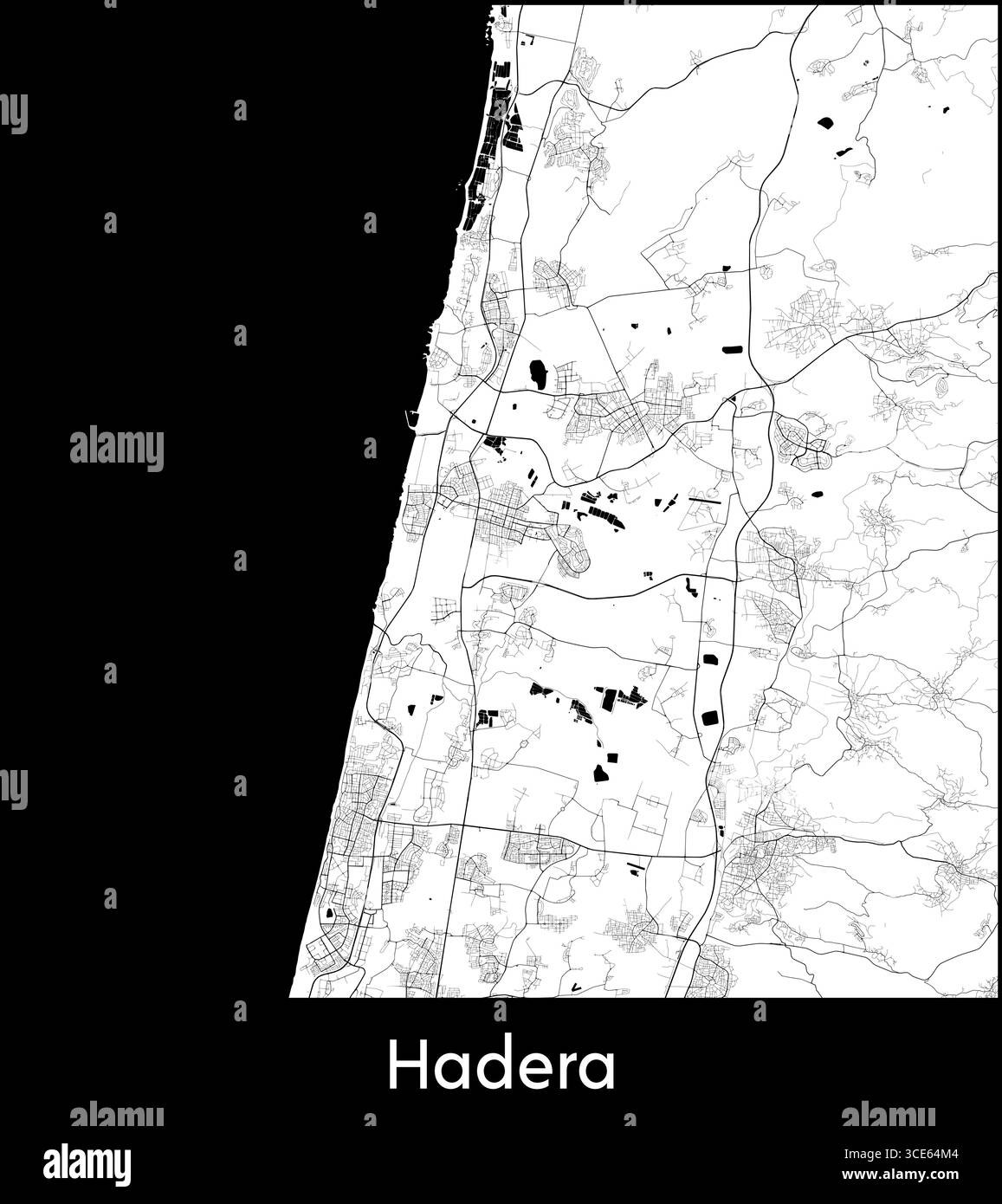 Carte de Hadera, Israël - affiche de la carte vectorielle topographique Illustration de Vecteur