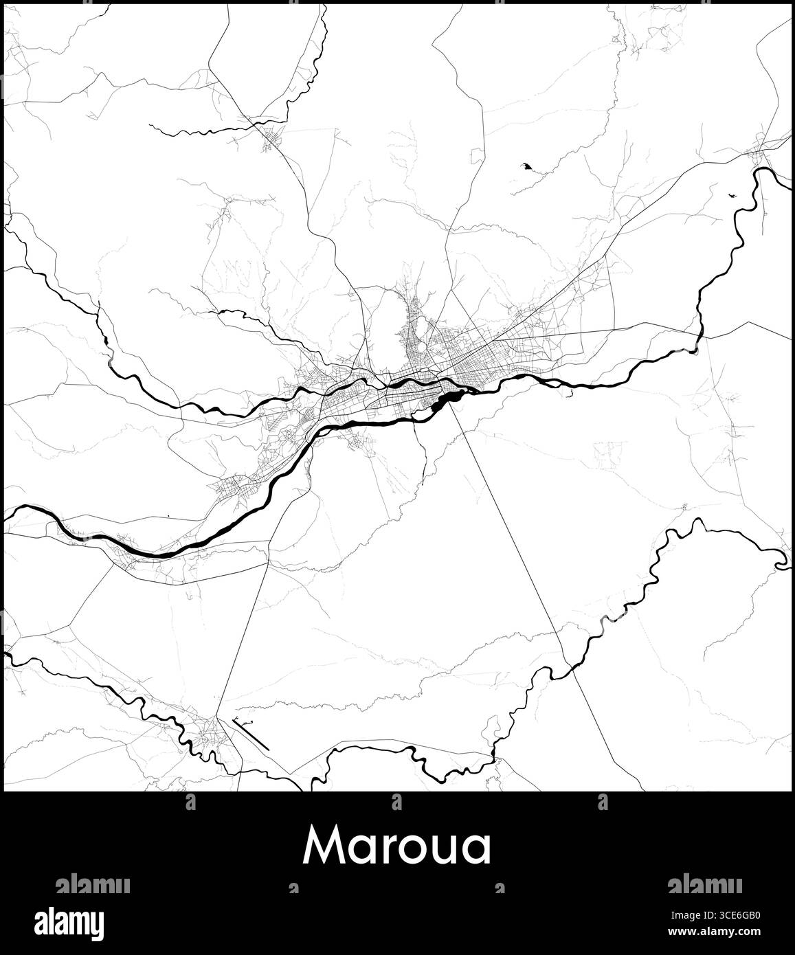 Carte de Maroua, Cameroun - affiche de la carte vectorielle topographique Illustration de Vecteur