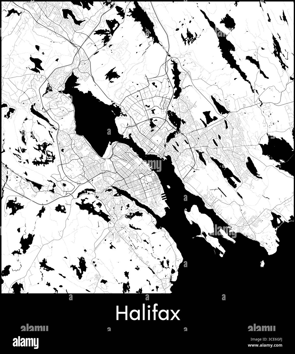 Carte de la ville de Halifax, Canada - affiche de la carte vectorielle topographique Illustration de Vecteur