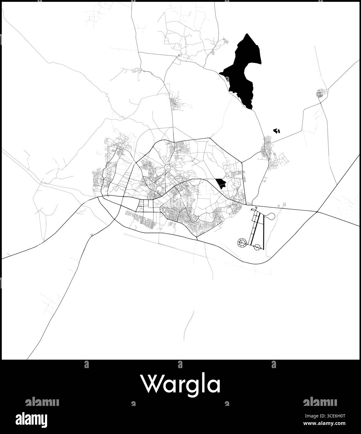 Carte de Wargla, Algérie - affiche de la carte vectorielle topographique Illustration de Vecteur