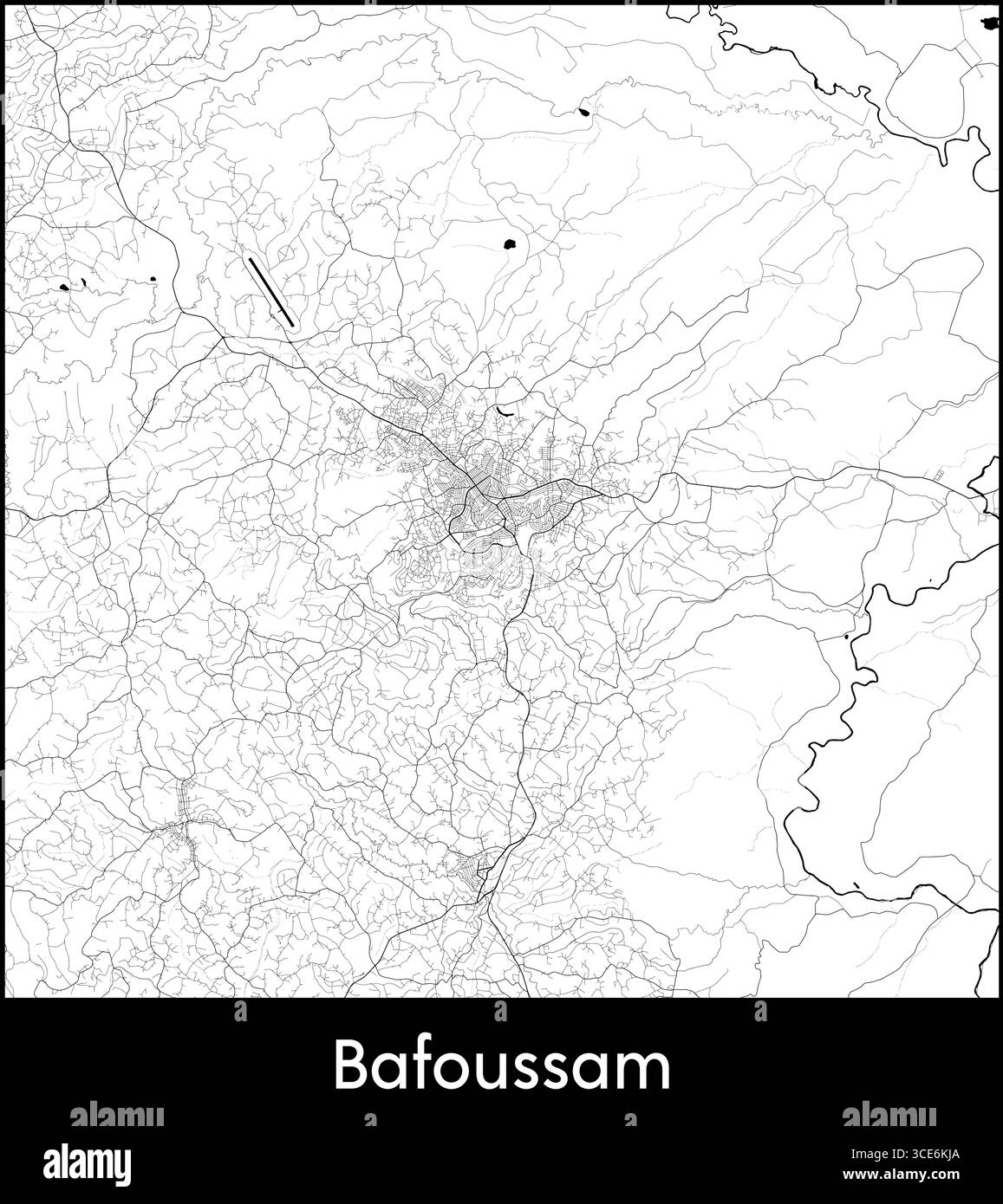Carte de Bafoussam, Cameroun - affiche de la carte vectorielle topographique Illustration de Vecteur