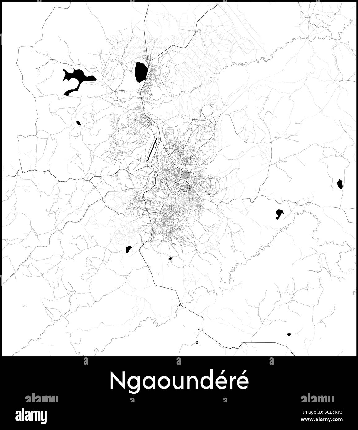 Carte de Ngaoundere, Cameroun - affiche de la carte vectorielle topographique Illustration de Vecteur