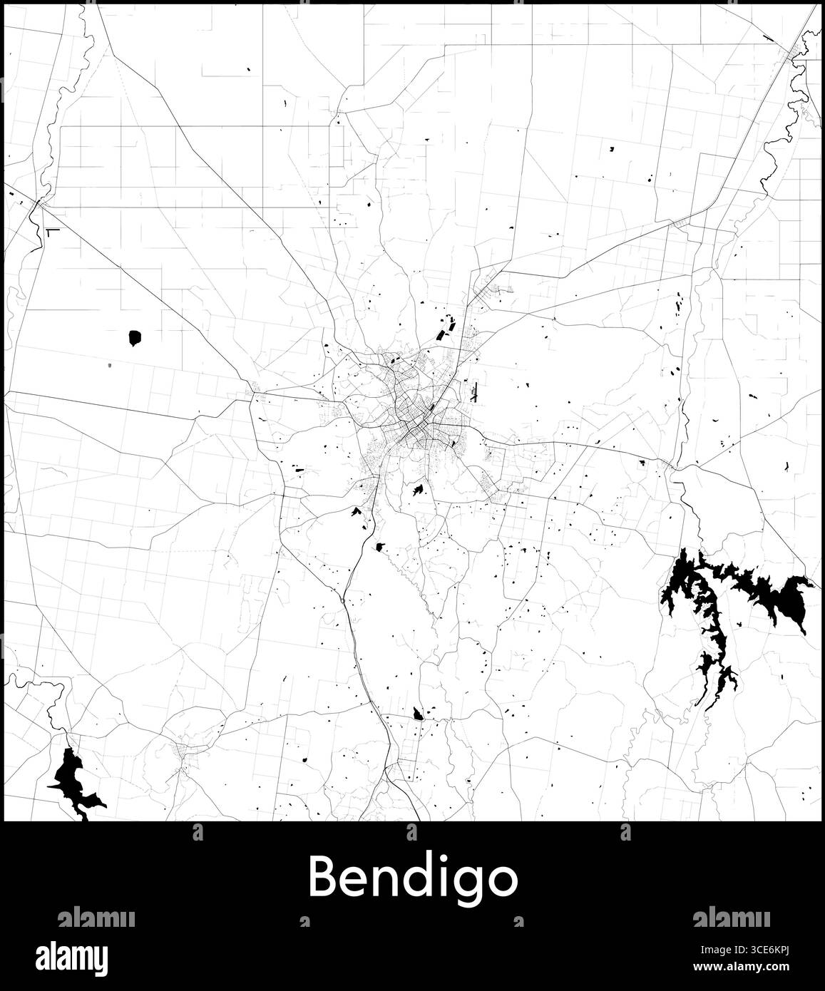 Bendigo carte de la ville, Australie - affiche de la carte vectorielle topographique Illustration de Vecteur