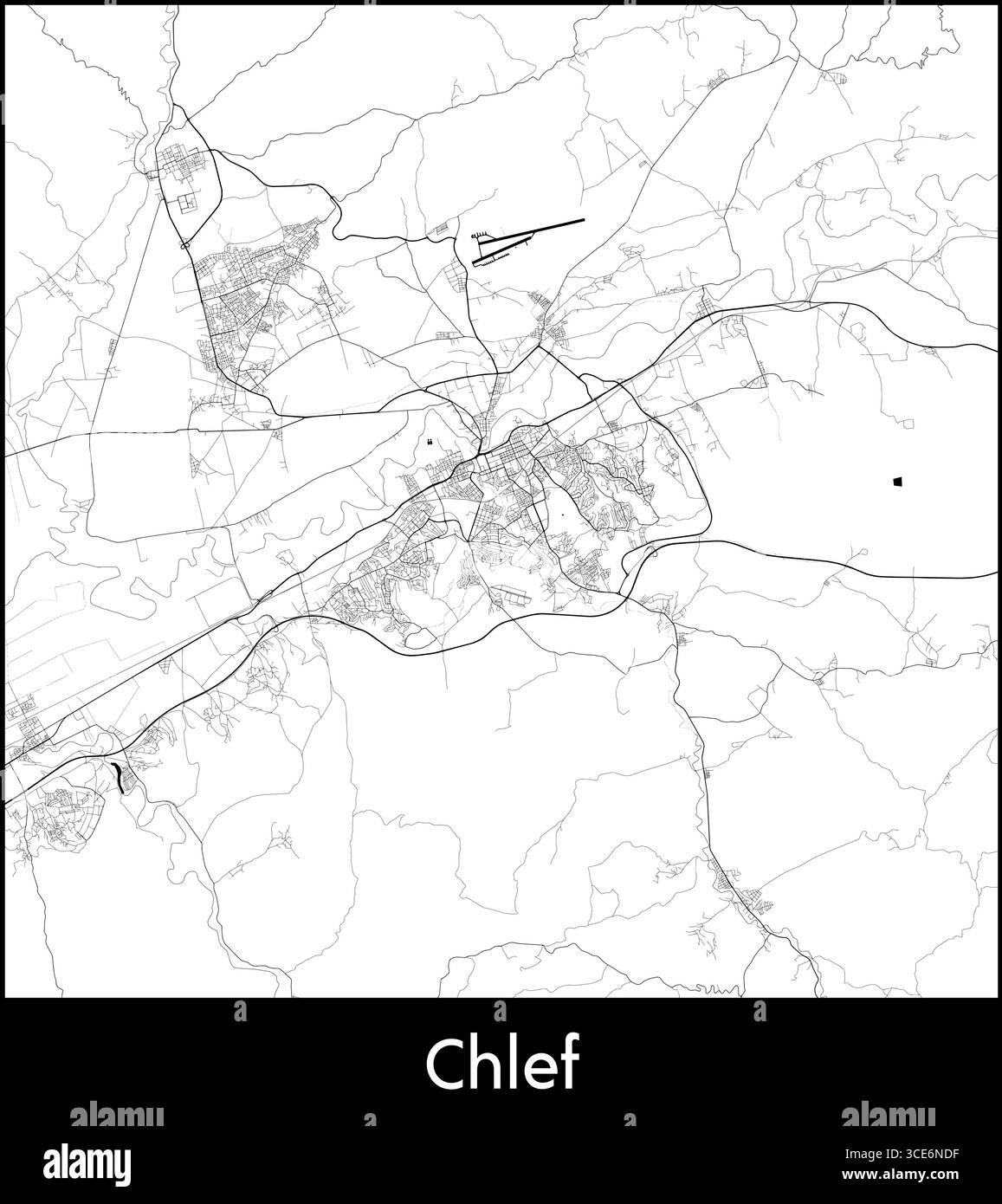 Carte de Chlef, Algérie - affiche de la carte vectorielle topographique Illustration de Vecteur