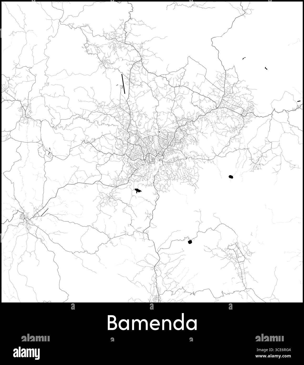 Carte de Bamenda, Cameroun - affiche de la carte vectorielle topographique Illustration de Vecteur