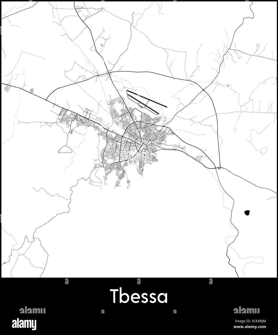 Carte de Tbessa, Algérie - affiche de la carte vectorielle topographique Illustration de Vecteur