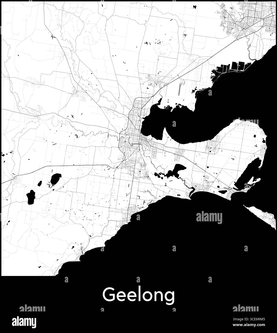 Carte de Geelong, Australie - affiche de la carte vectorielle topographique Illustration de Vecteur
