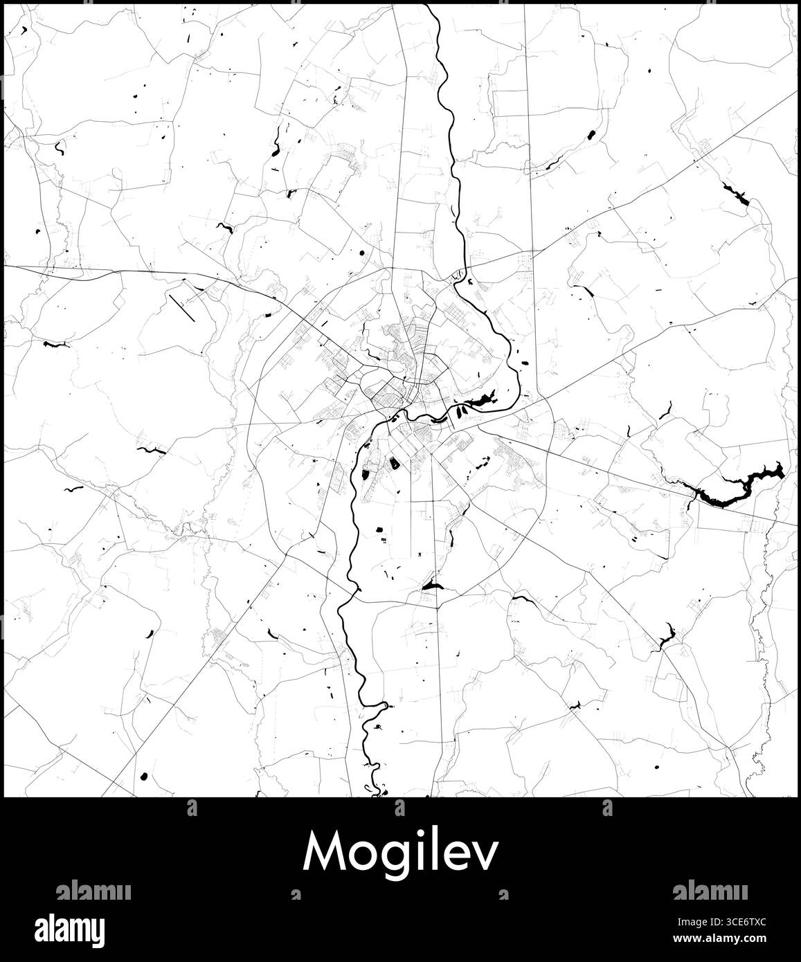 Carte de Mogilev, Biélorussie - affiche de la carte vectorielle topographique Illustration de Vecteur